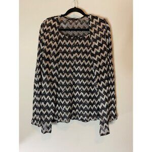 Blue Sage Black & Silver Chevron Sequin Tank Top & Jacket XL